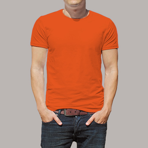 Men Round Neck Half Sleeves Orange image