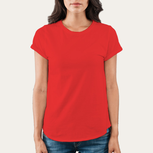 Women Round Neck Half Sleeves Red image