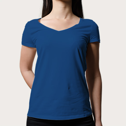 Women V Neck Half Sleeves Blue image